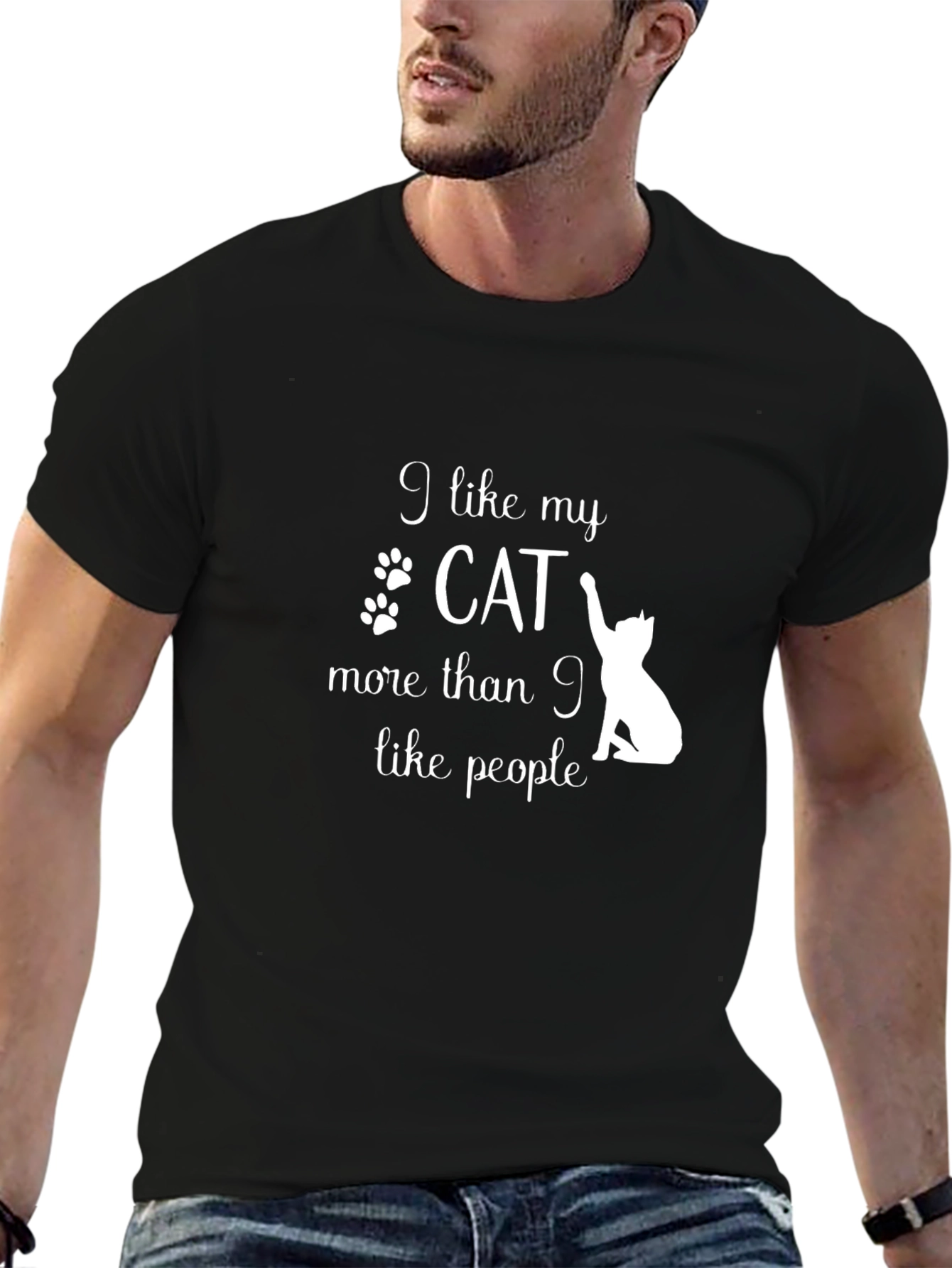 I Like My Cat T-Shirt - Black
