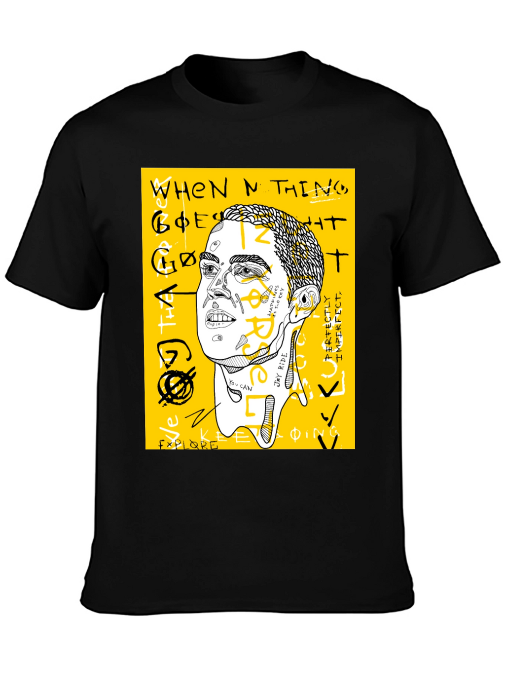 Graphic Print Crew Neck Tee - Jay Rider Art