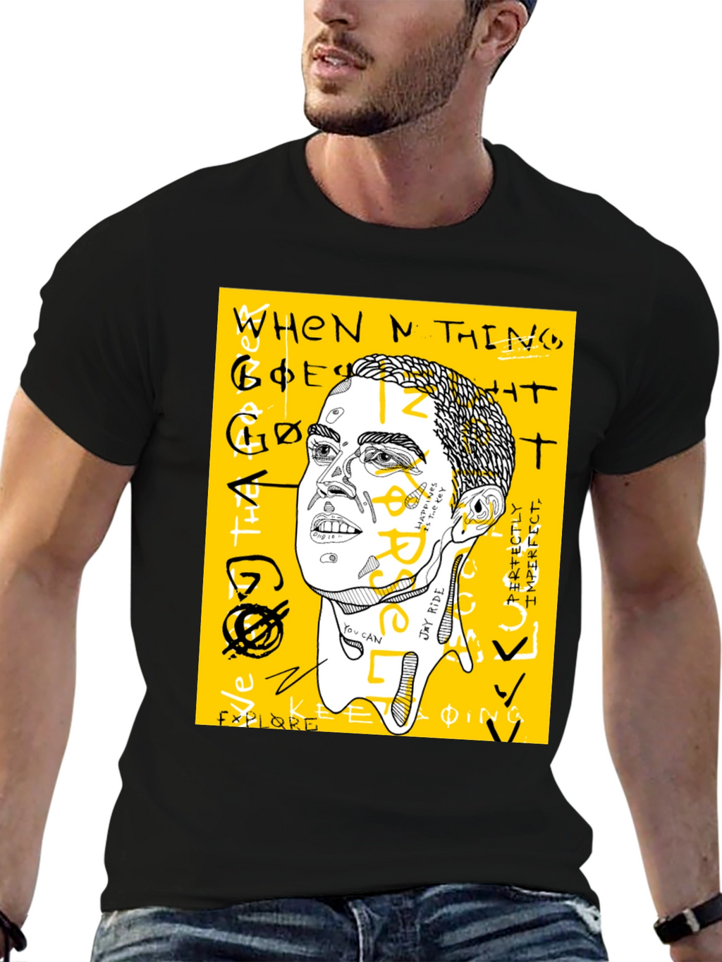 Graphic Print Crew Neck Tee - Jay Rider Art