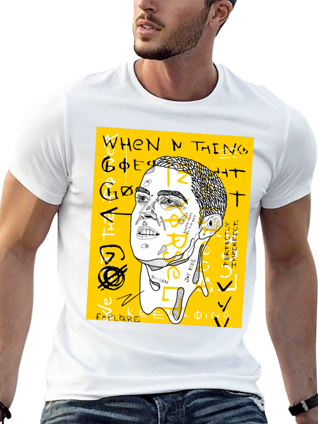 Graphic Print Crew Neck Tee - Jay Rider Art