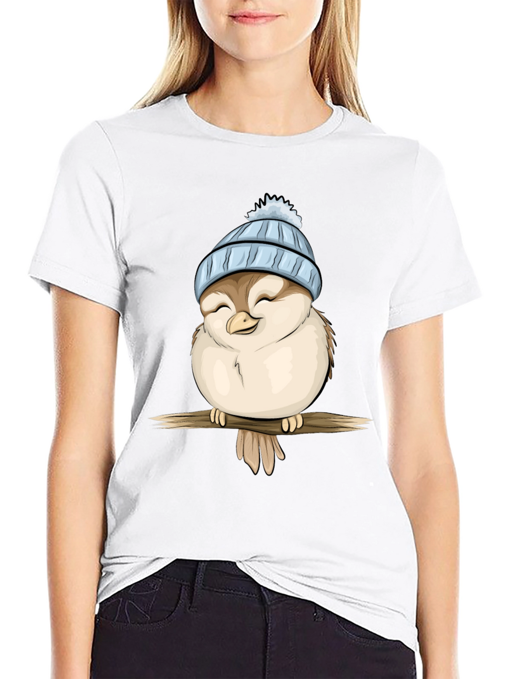 Cute Cartoon Bird with Hat T-Shirt
