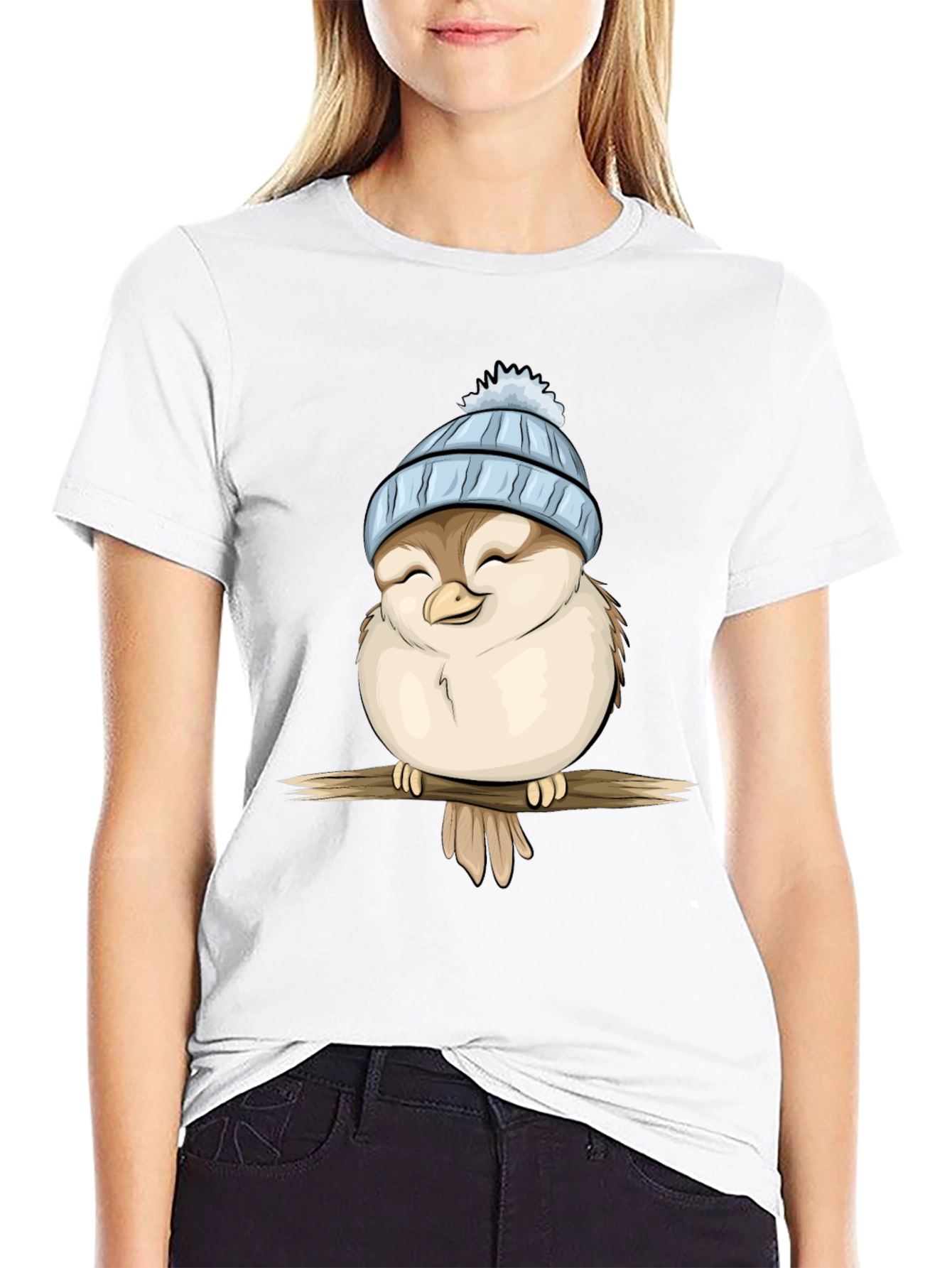 Cute Cartoon Bird with Hat T-Shirt