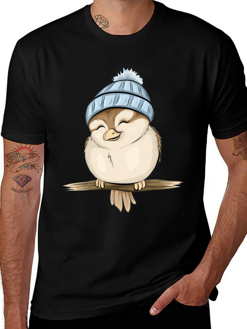 Cute Cartoon Bird with Hat T-Shirt