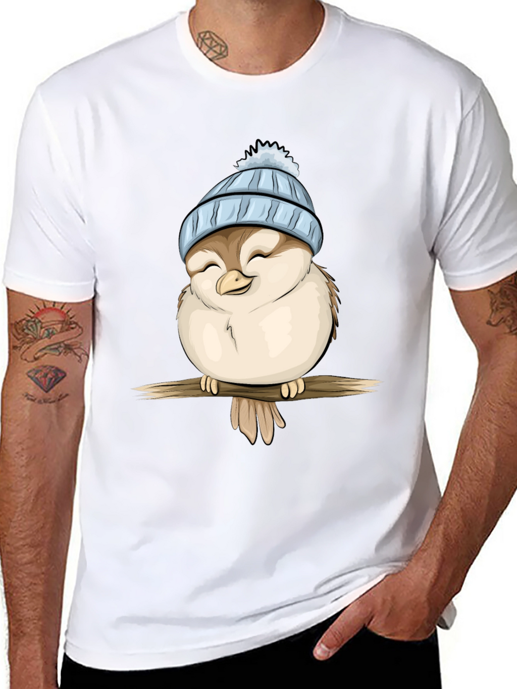 Cute Cartoon Bird with Hat T-Shirt