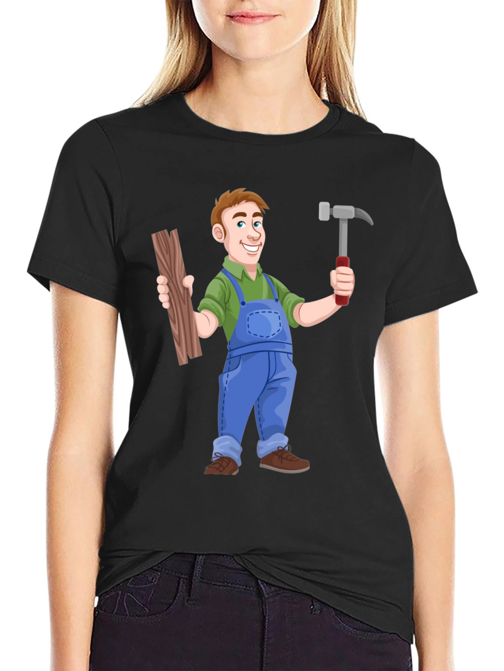 Carpenter Cartoon T-Shirt - Black