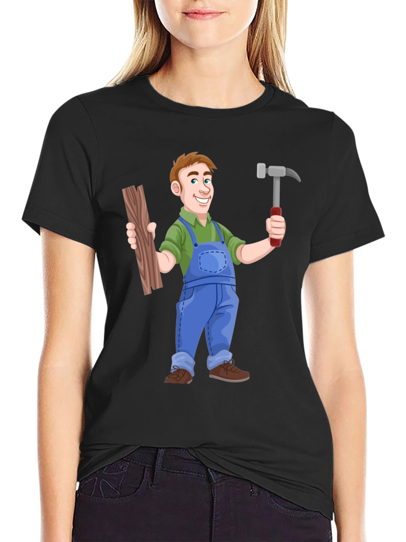 Carpenter Cartoon T-Shirt - Black