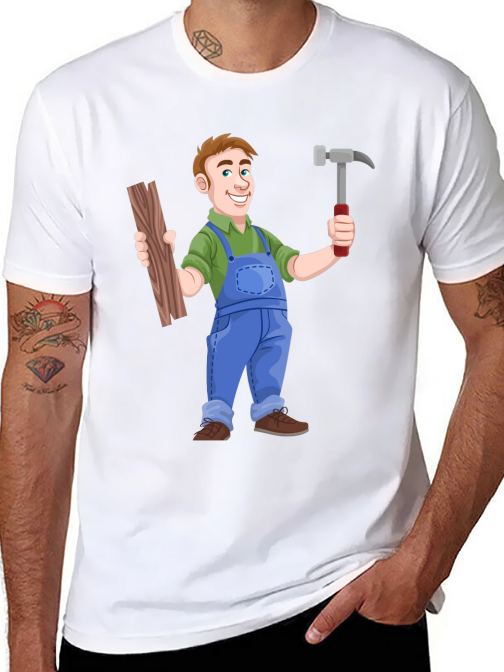 Carpenter Cartoon T-Shirt - Black