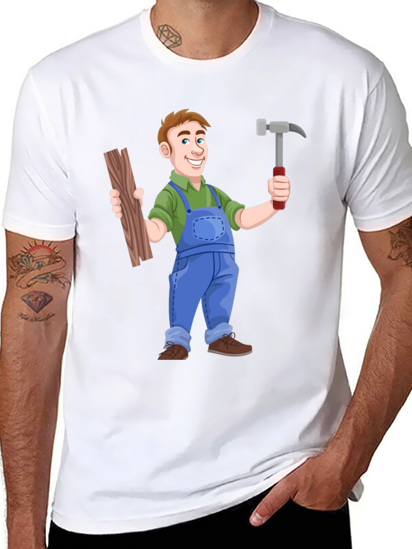 Carpenter Cartoon T-Shirt - Black