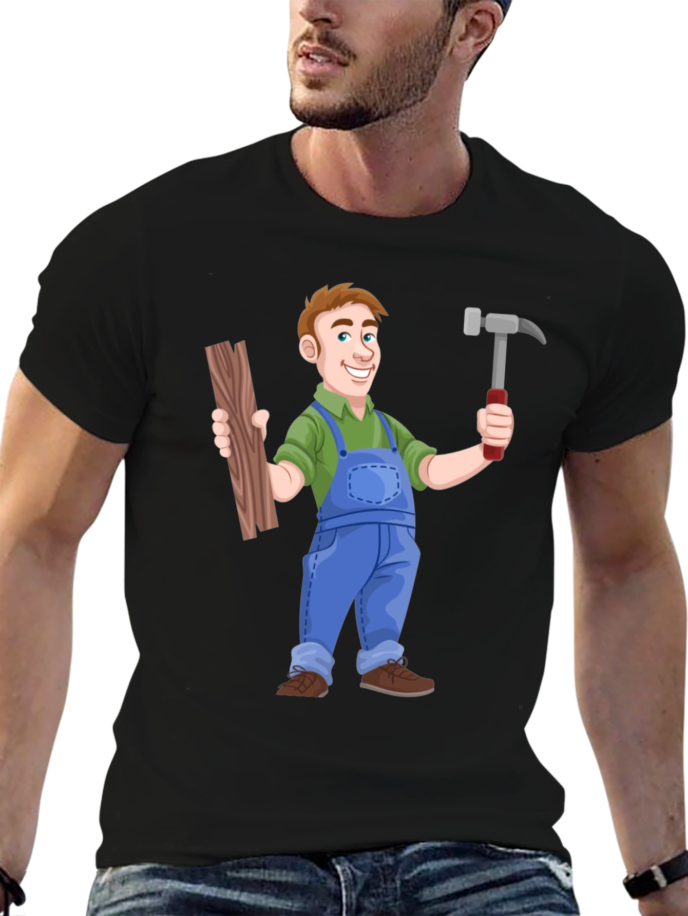 Carpenter Cartoon T-Shirt - Black