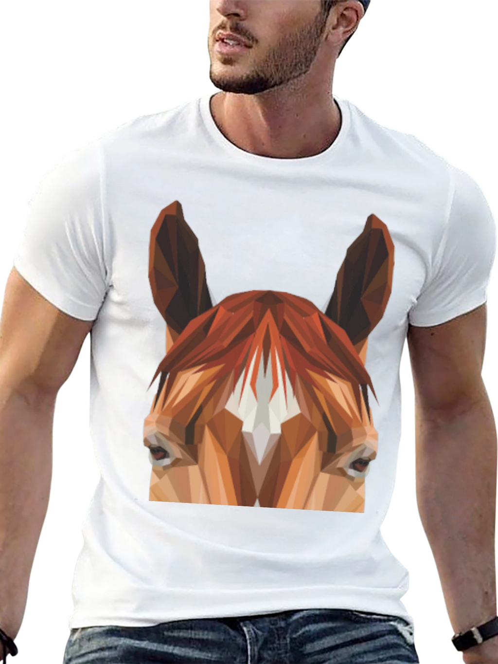 Geometric Horse Graphic Tee - Unisex Black T-Shirt
