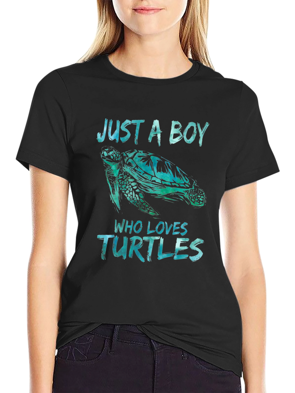 Just A Boy Who Loves Turtles T-Shirt Black
