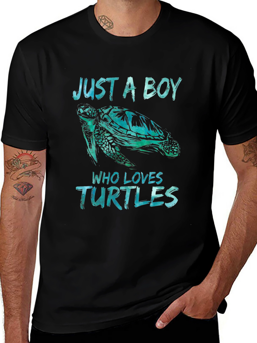 Just A Boy Who Loves Turtles T-Shirt Black
