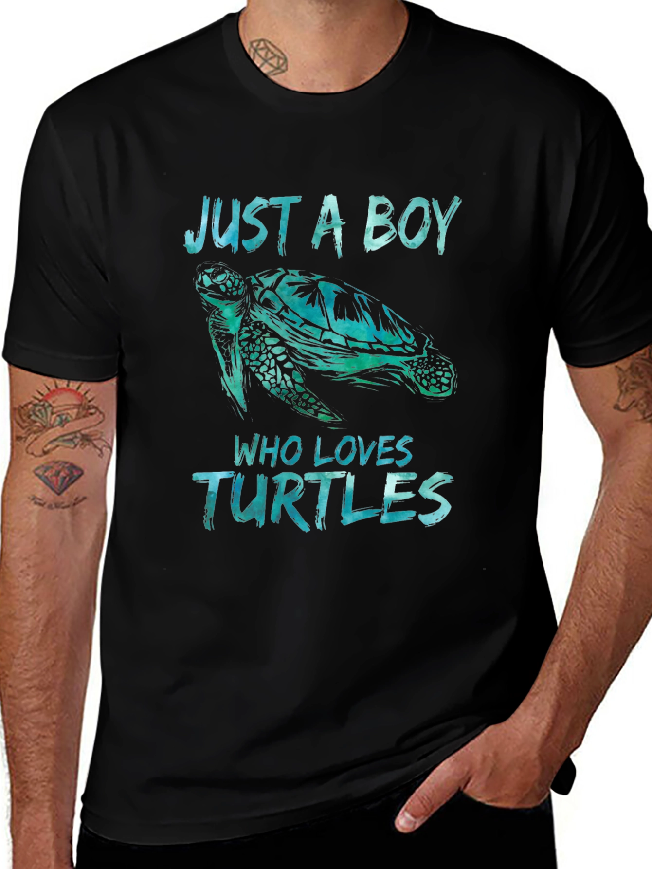 Just A Boy Who Loves Turtles T-Shirt Black