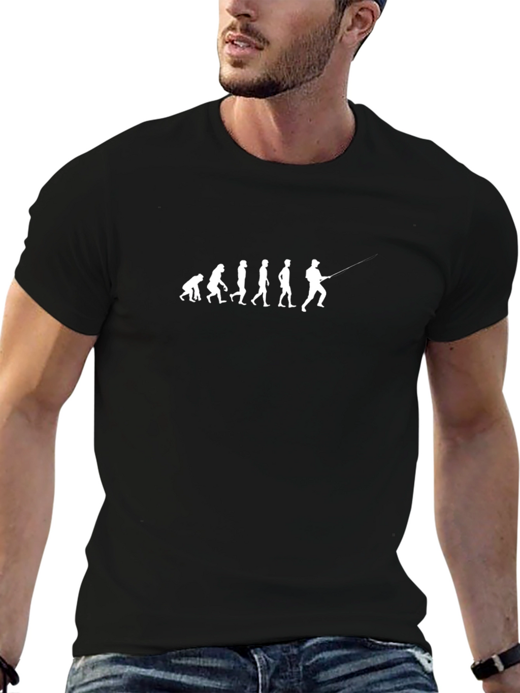Evolution of Fishing T-Shirt - Black Cotton Tee