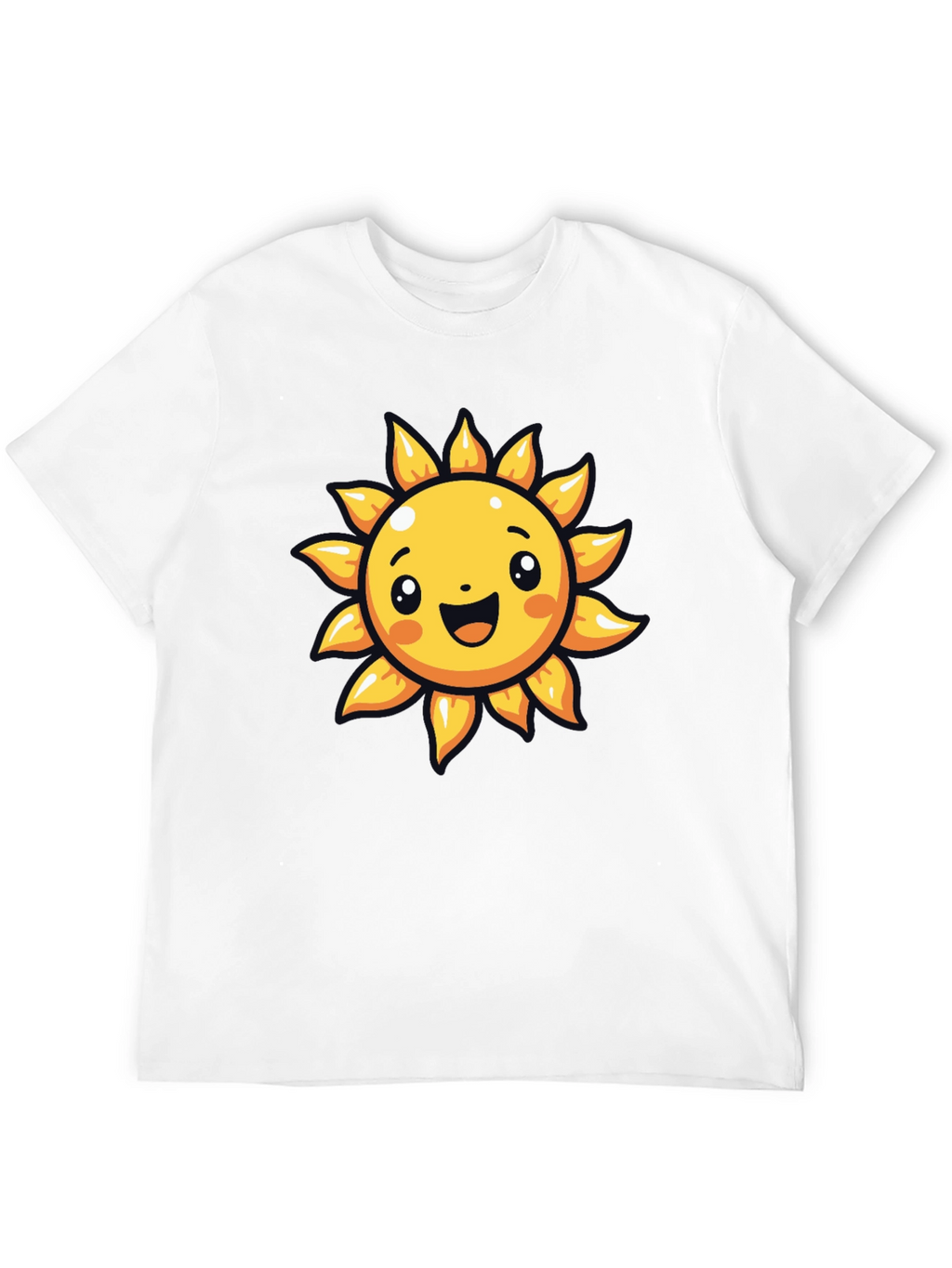 Cheerful Sun Graphic Tee - Black Cotton T-Shirt