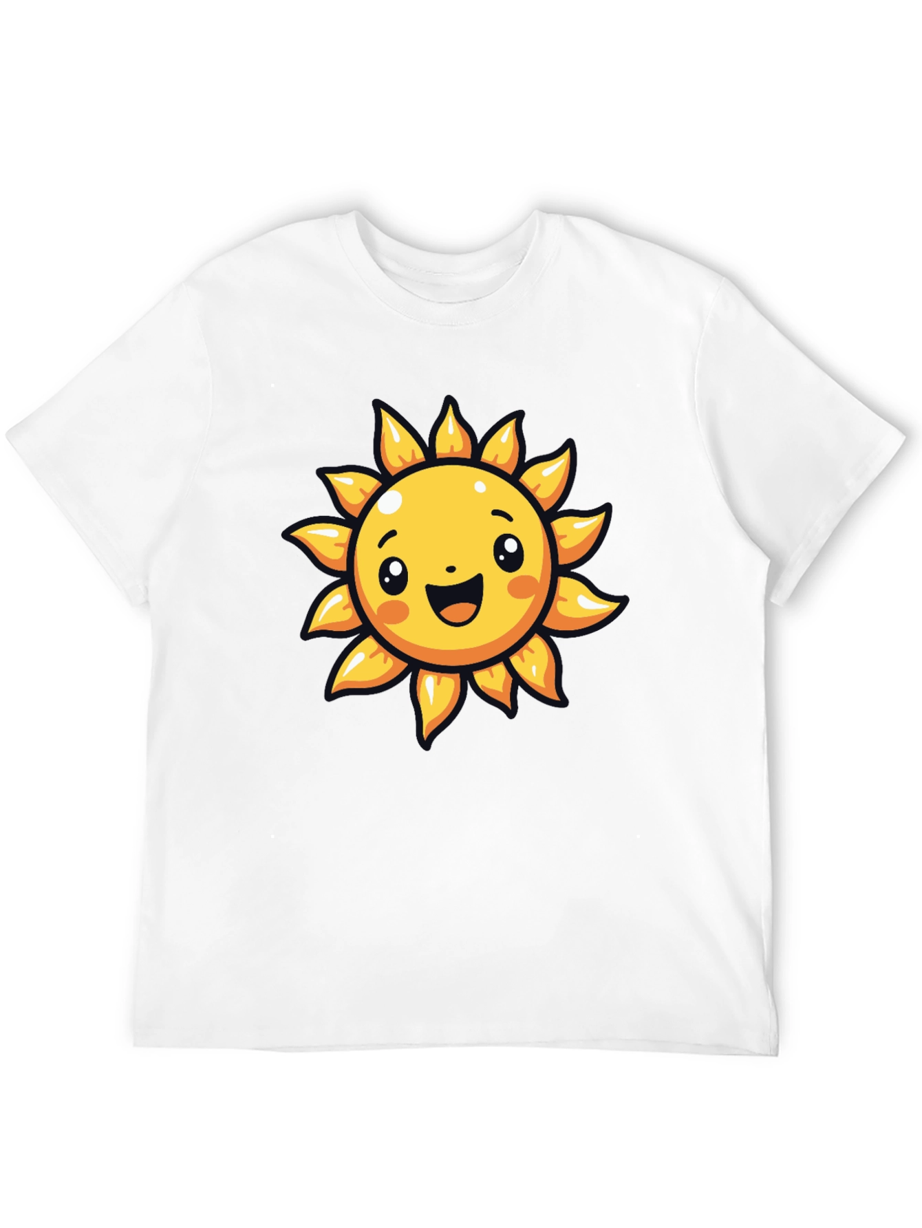 Cheerful Sun Graphic Tee - Black Cotton T-Shirt