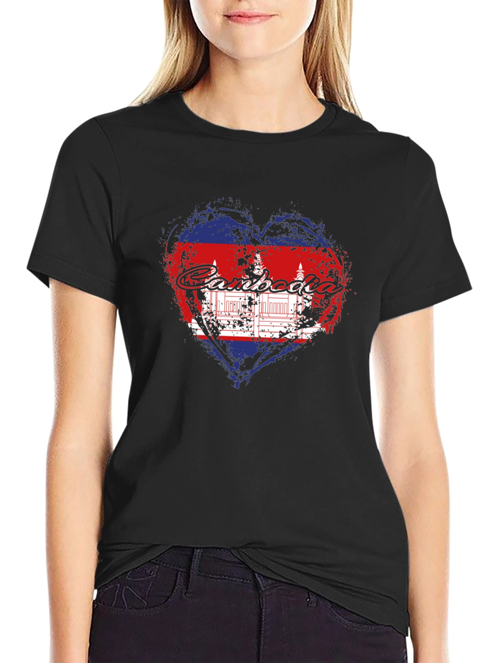 Cambodia Heart Flag Graphic T-Shirt