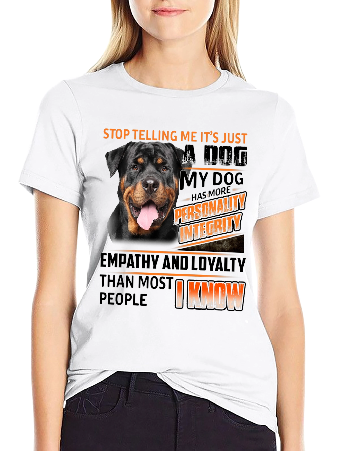Dog Lover T-Shirt: Rottweiler with Personality & Integrity Design
