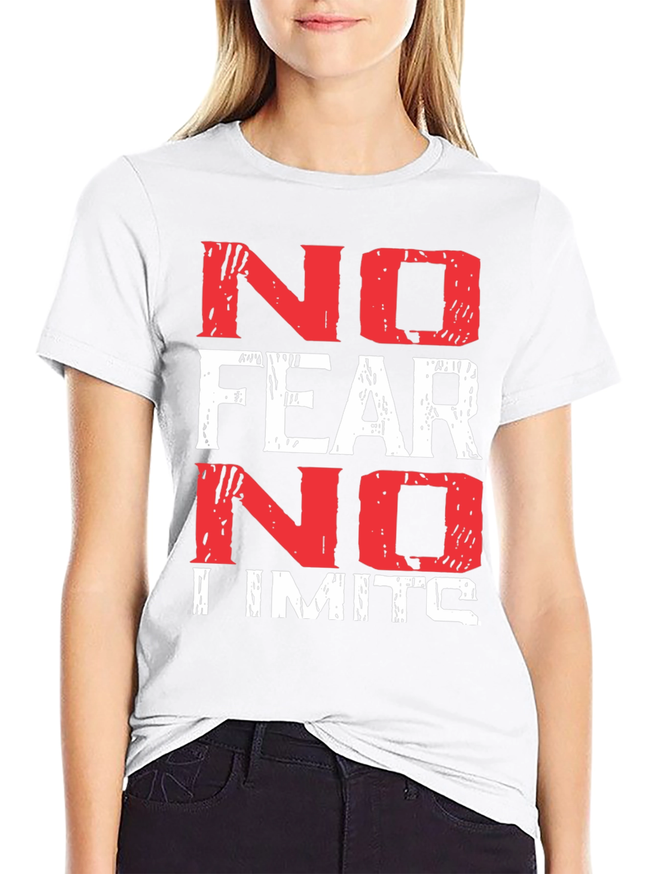 No Fear No Limits Black Graphic T-Shirt