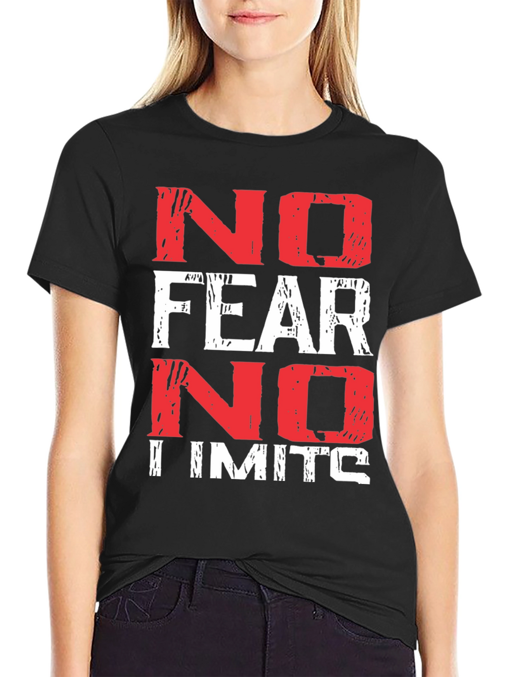 No Fear No Limits Black Graphic T-Shirt