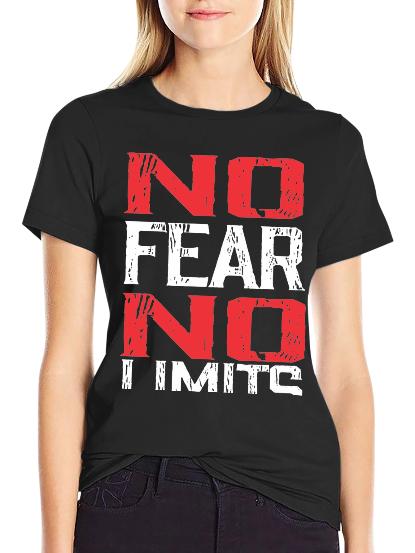No Fear No Limits Black Graphic T-Shirt