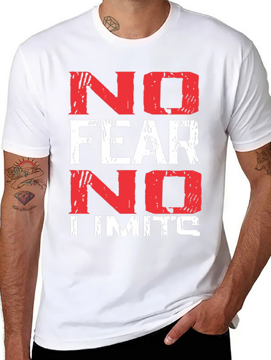 No Fear No Limits Black Graphic T-Shirt