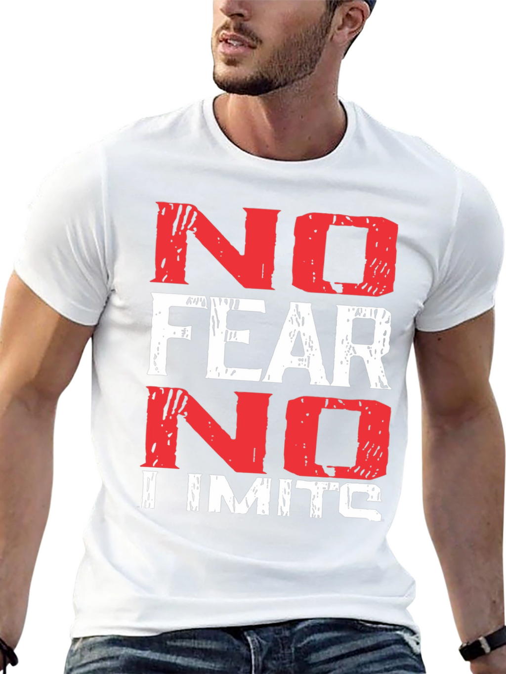 No Fear No Limits Black Graphic T-Shirt