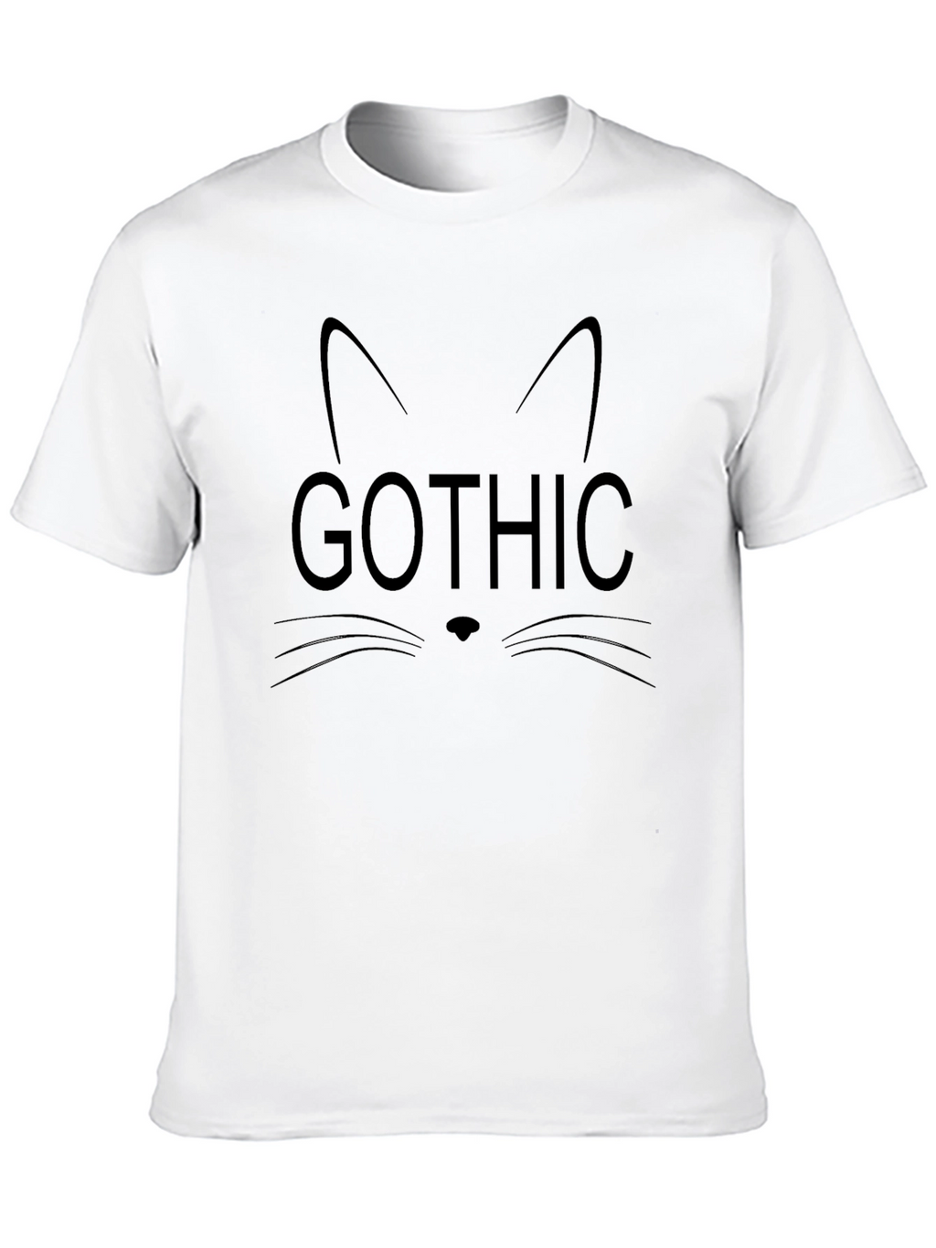 Gothic Cat Face Graphic Tee - Mens Black T-Shirt