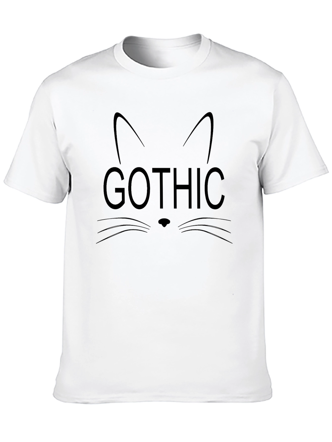 Gothic Cat Face Graphic Tee - Mens Black T-Shirt