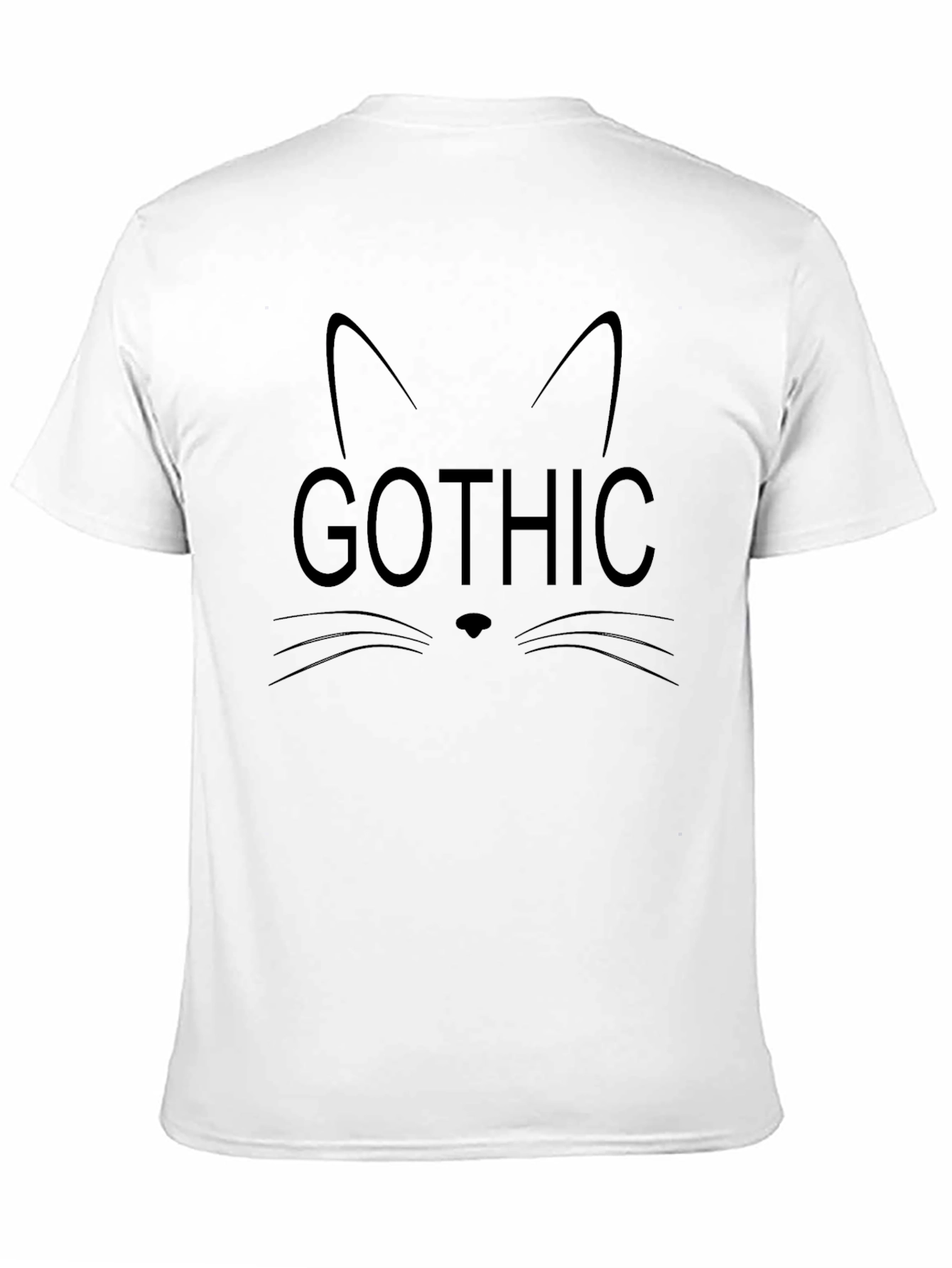 Gothic Cat Face Graphic Tee - Mens Black T-Shirt