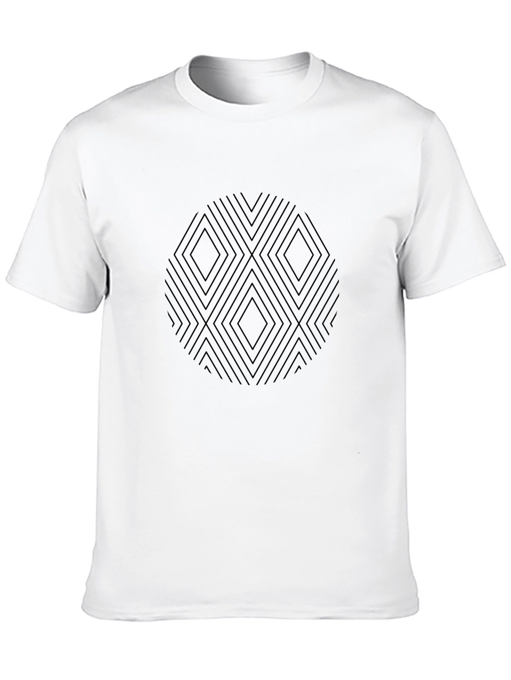 Geometric Diamond Pattern Black T-Shirt