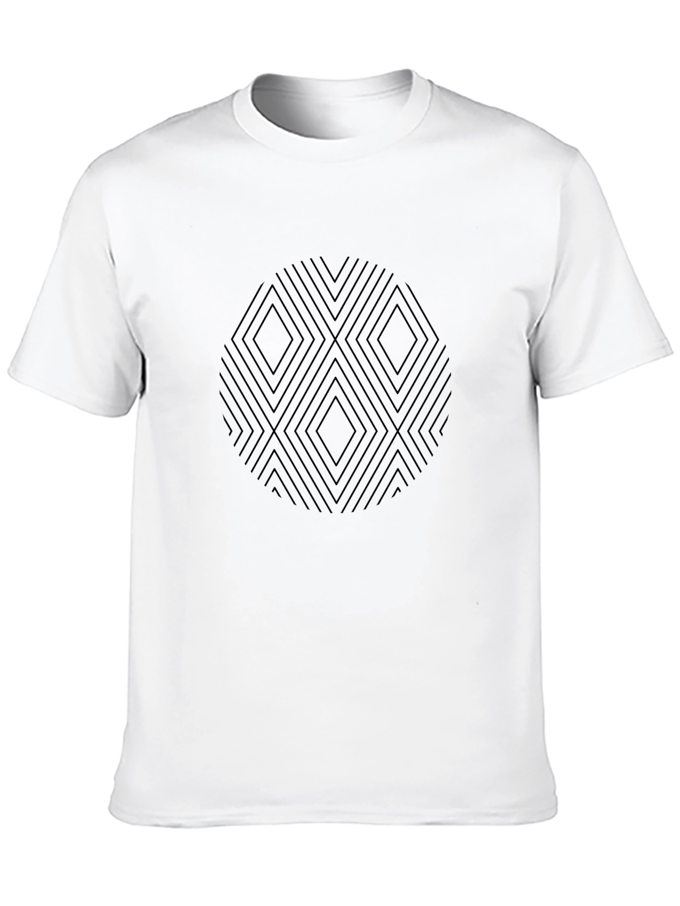 Geometric Diamond Pattern Black T-Shirt