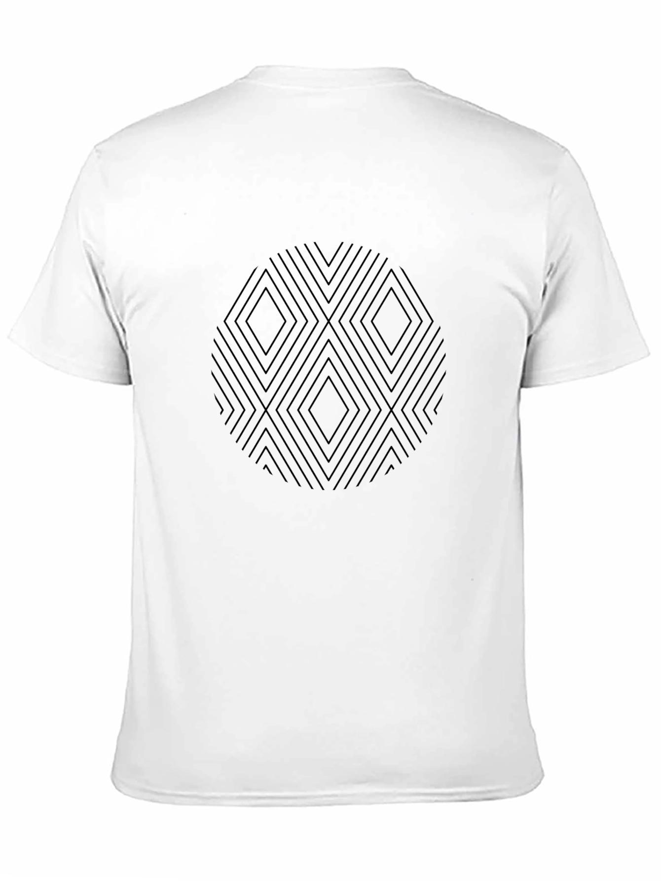 Geometric Diamond Pattern Black T-Shirt