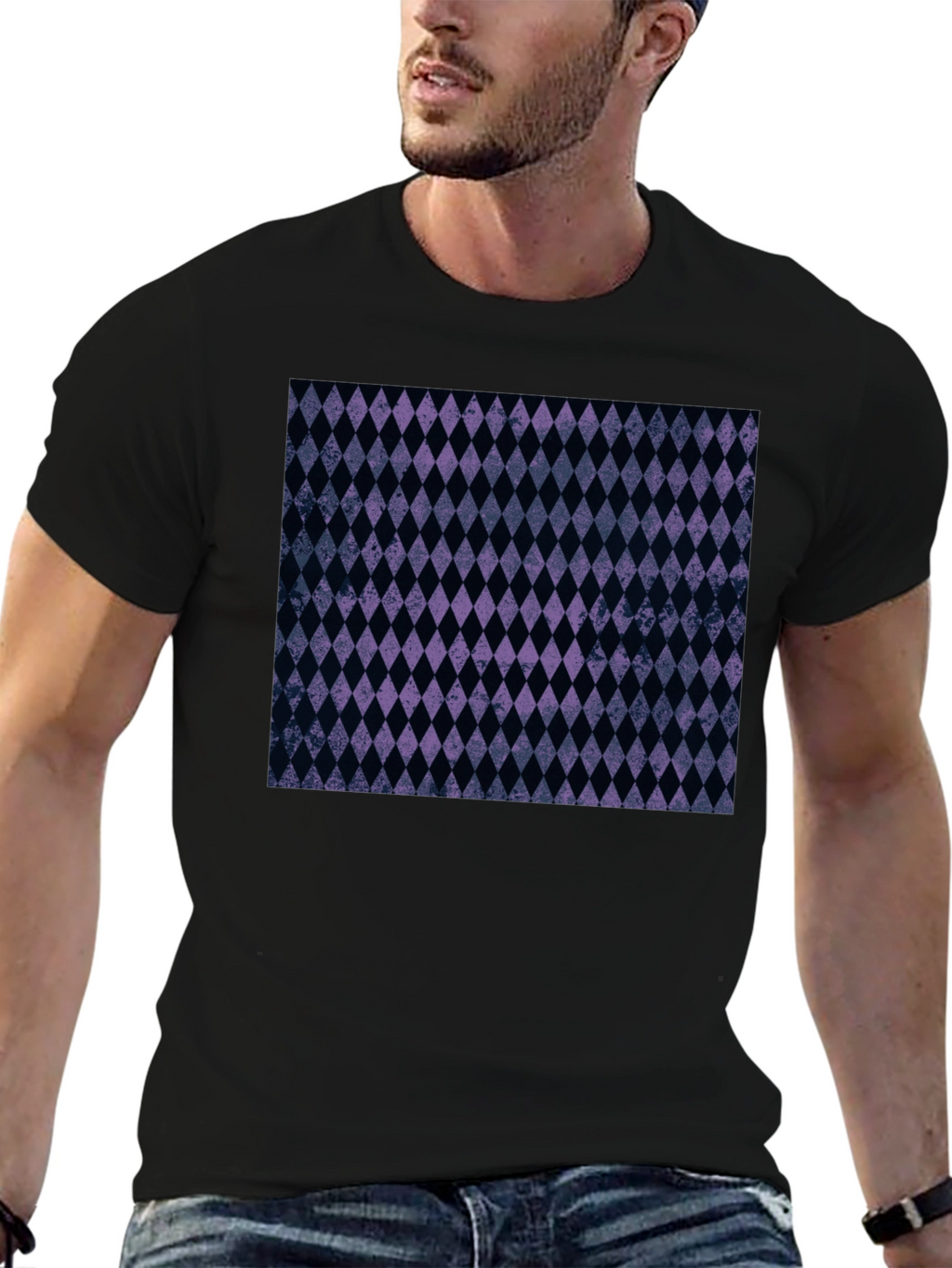 Diamond Pattern Black T-Shirt