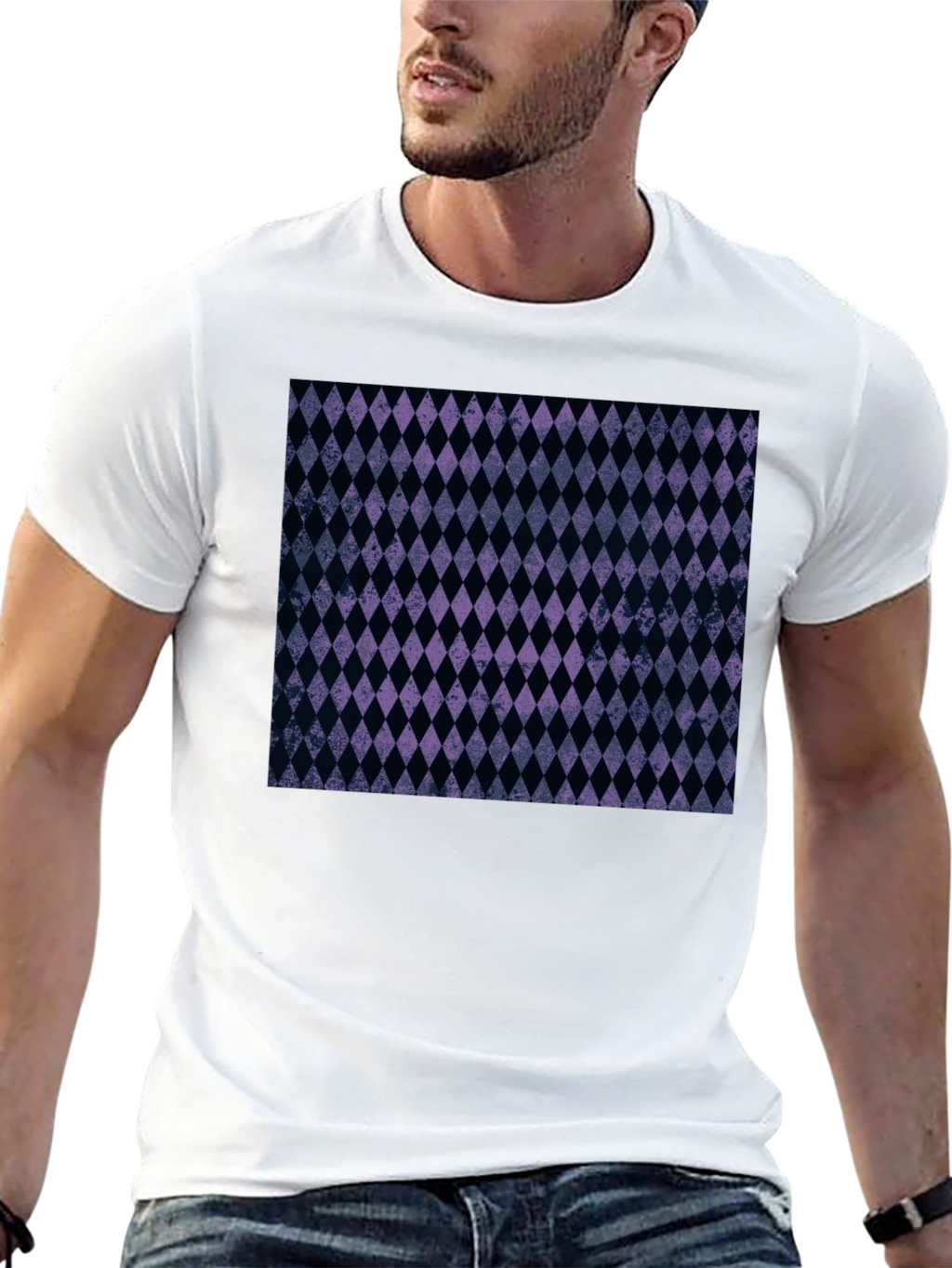 Diamond Pattern Black T-Shirt