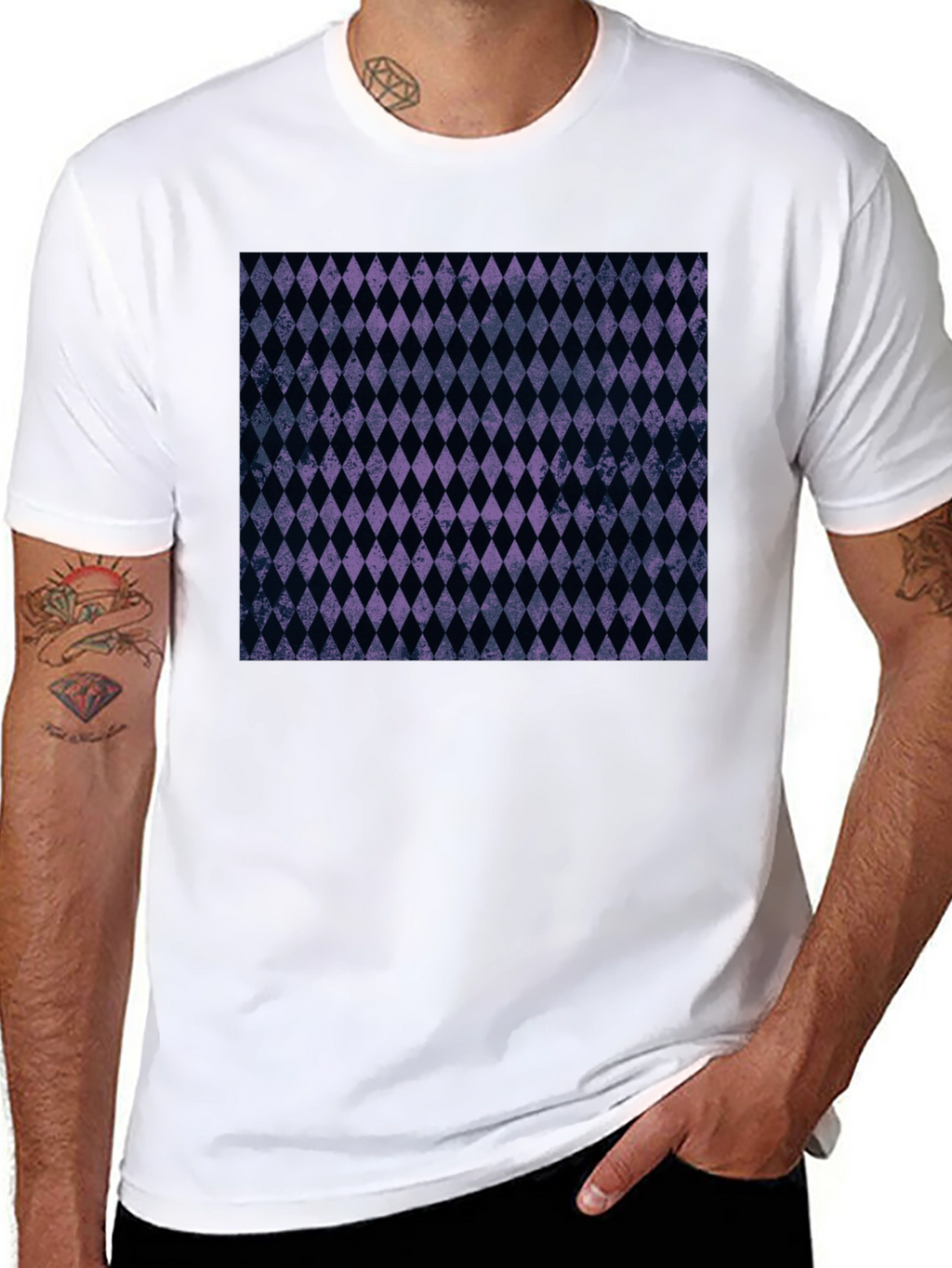 Diamond Pattern Black T-Shirt
