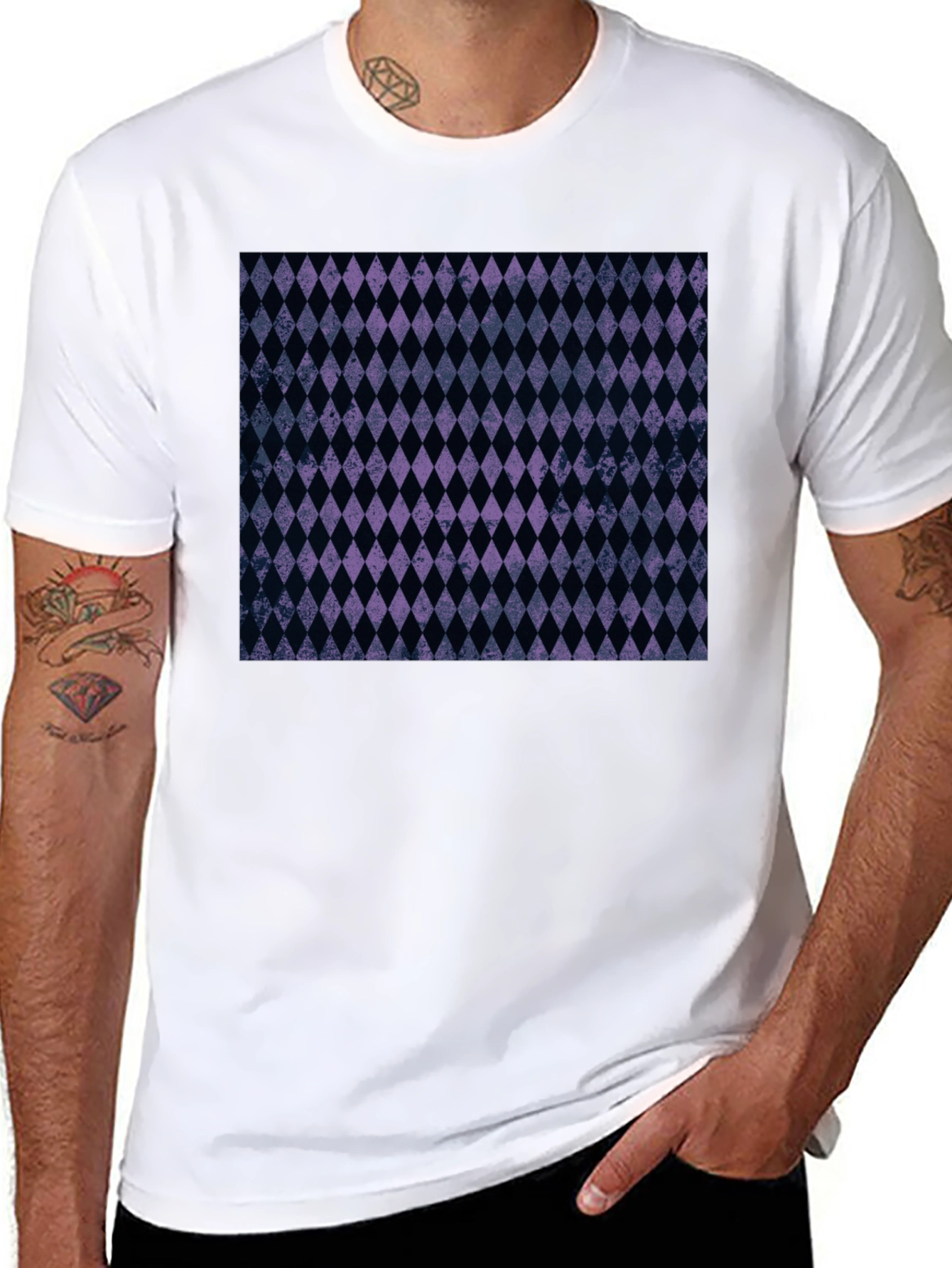Diamond Pattern Black T-Shirt
