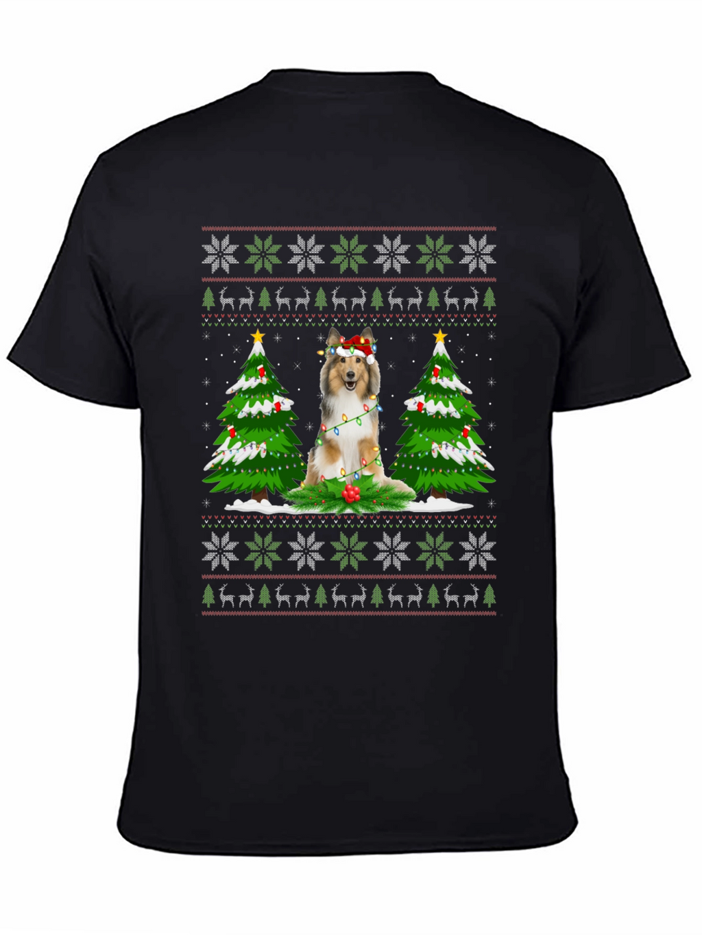 Festive Dog Christmas Ugly Sweater T-Shirt