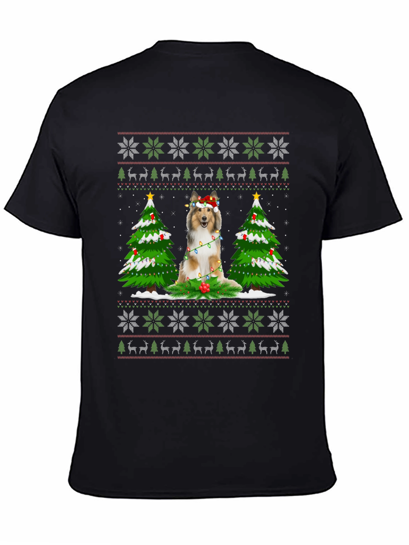 Festive Dog Christmas Ugly Sweater T-Shirt