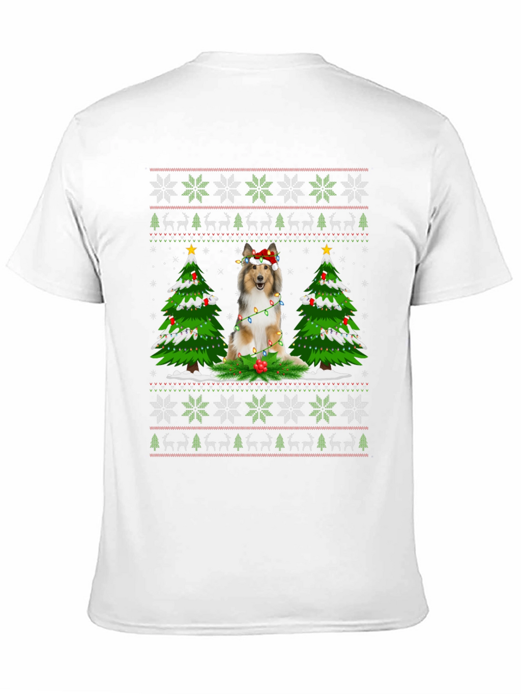 Festive Dog Christmas Ugly Sweater T-Shirt