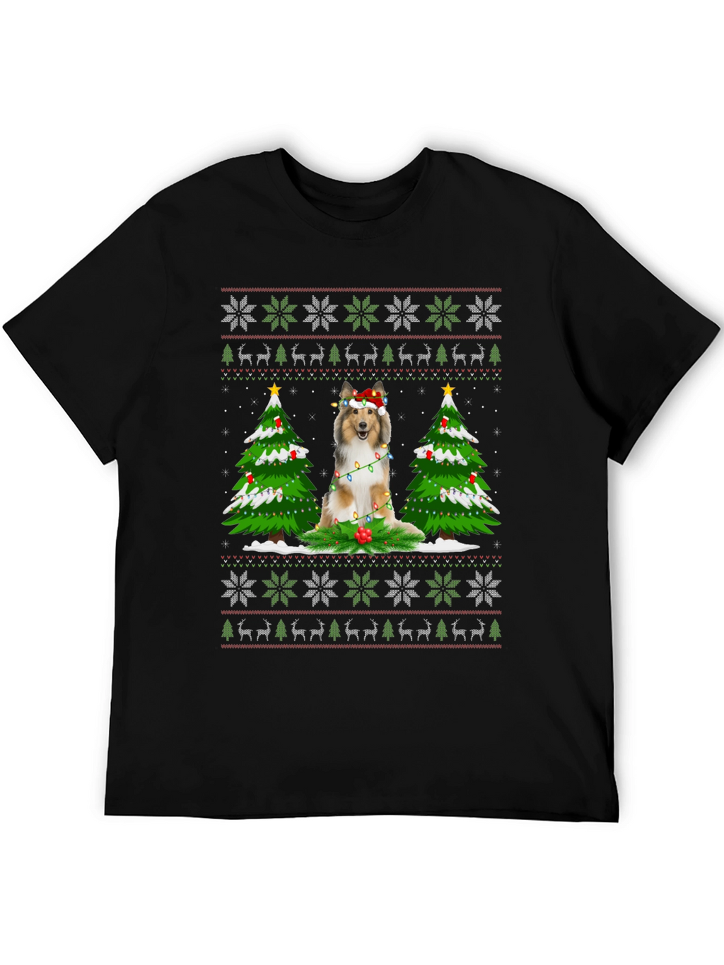 Festive Dog Christmas Ugly Sweater T-Shirt