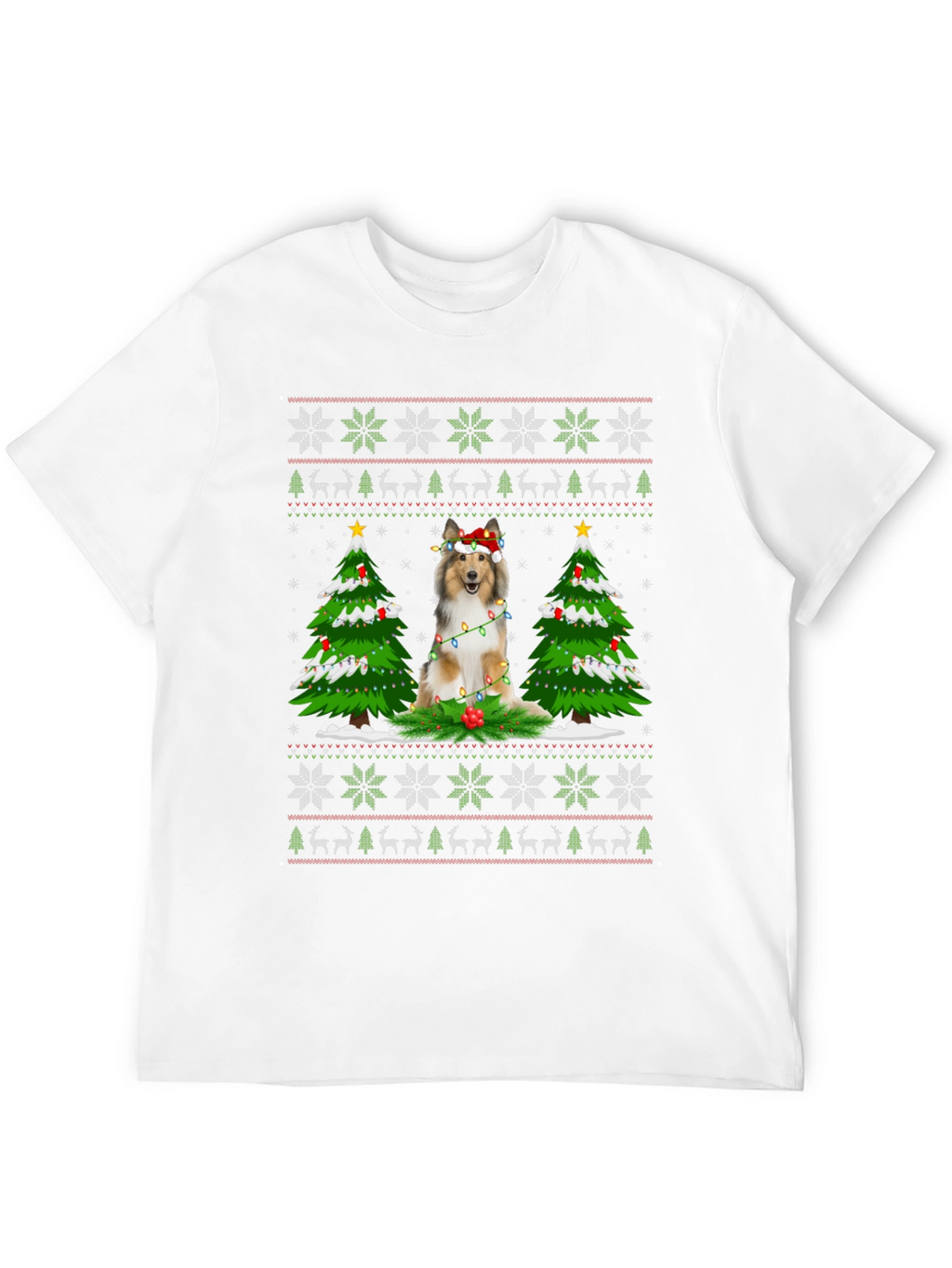 Festive Dog Christmas Ugly Sweater T-Shirt