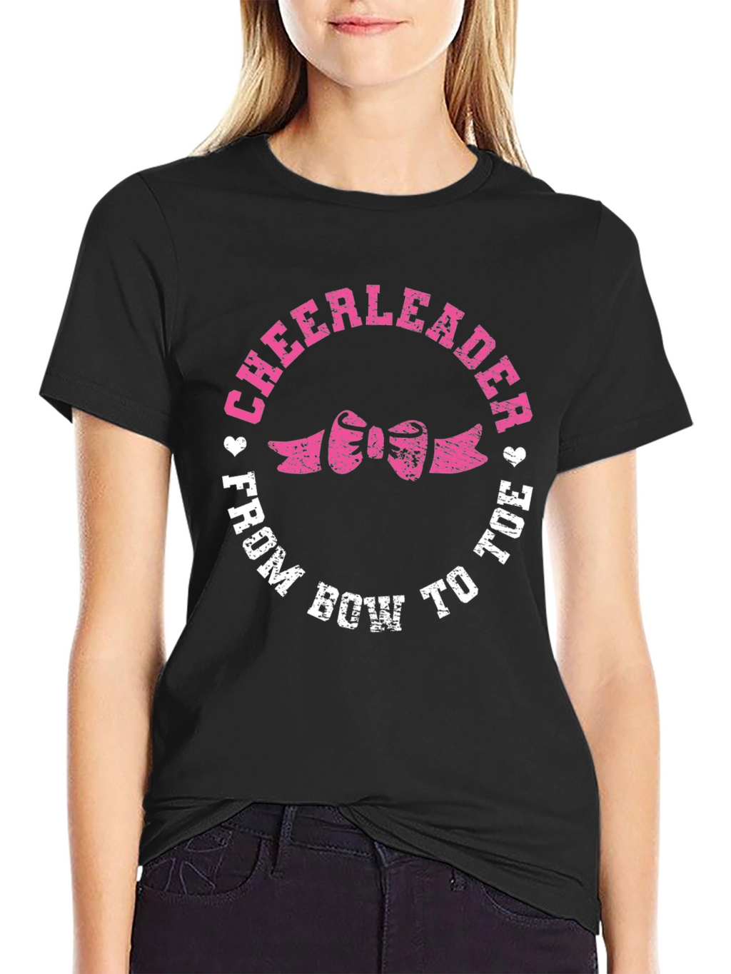 Cheerleader From Bow to Toe Black T-Shirt