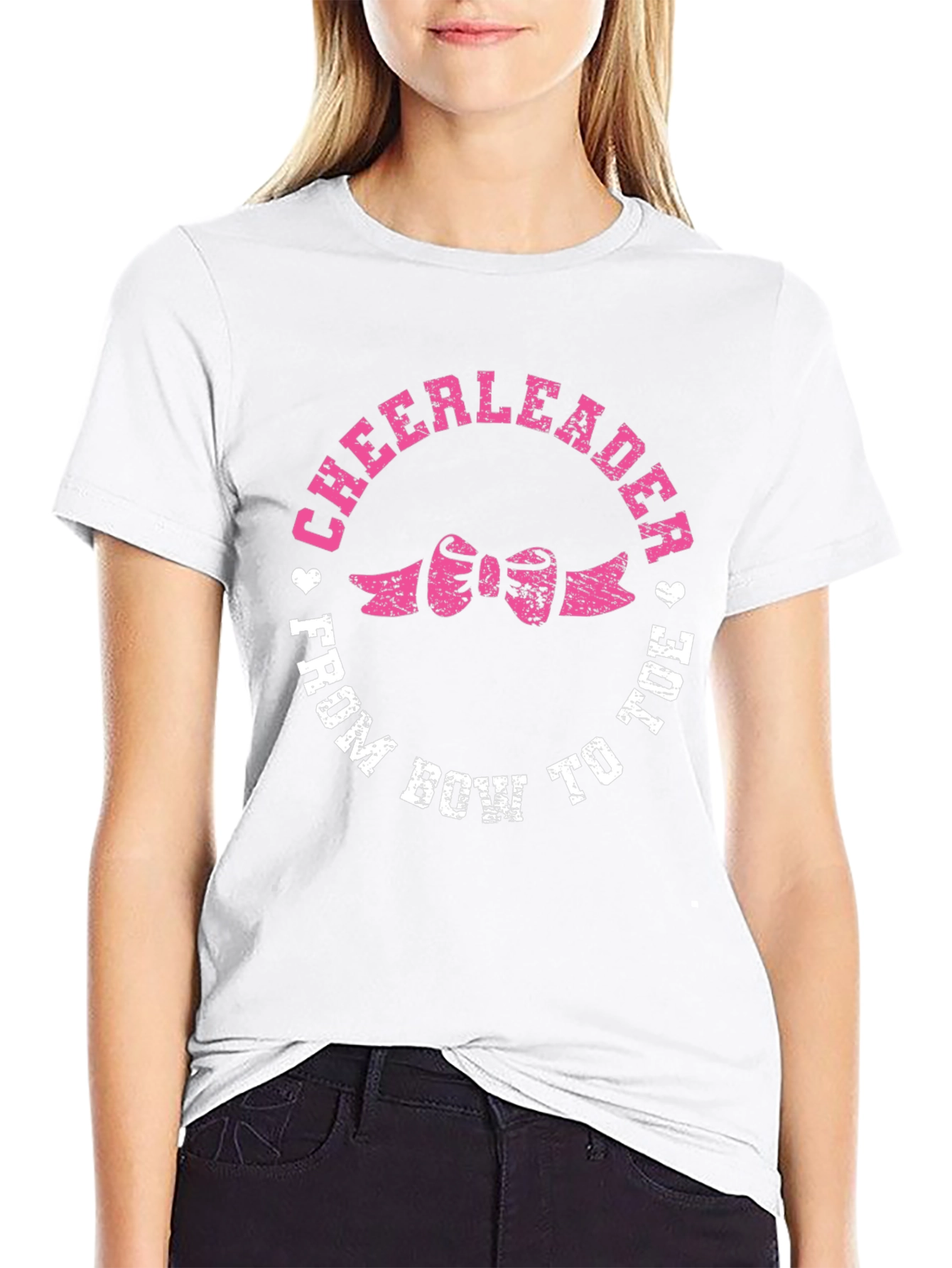 Cheerleader From Bow to Toe Black T-Shirt