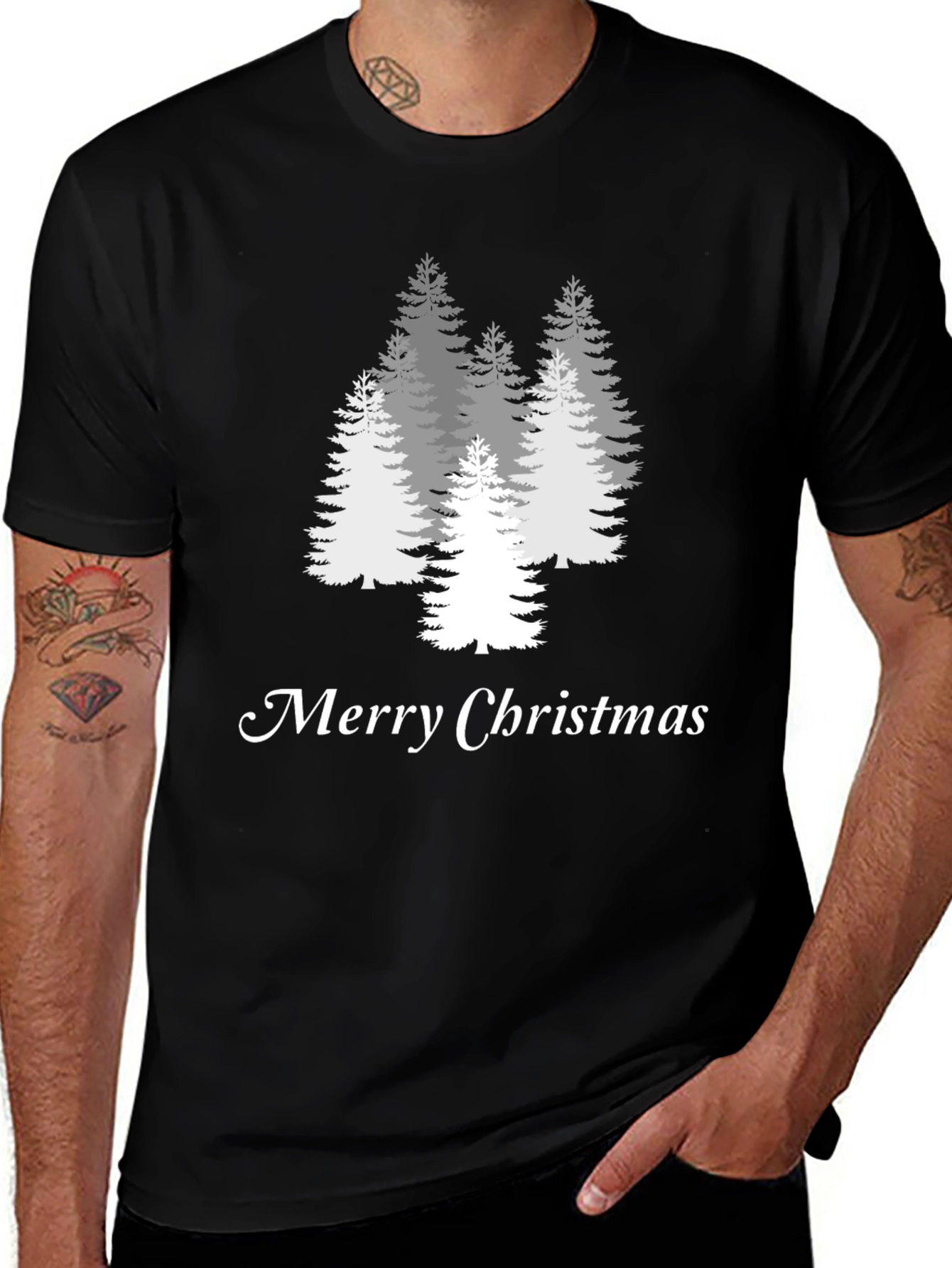 Merry Christmas Tree Graphic Tee - Holiday Style