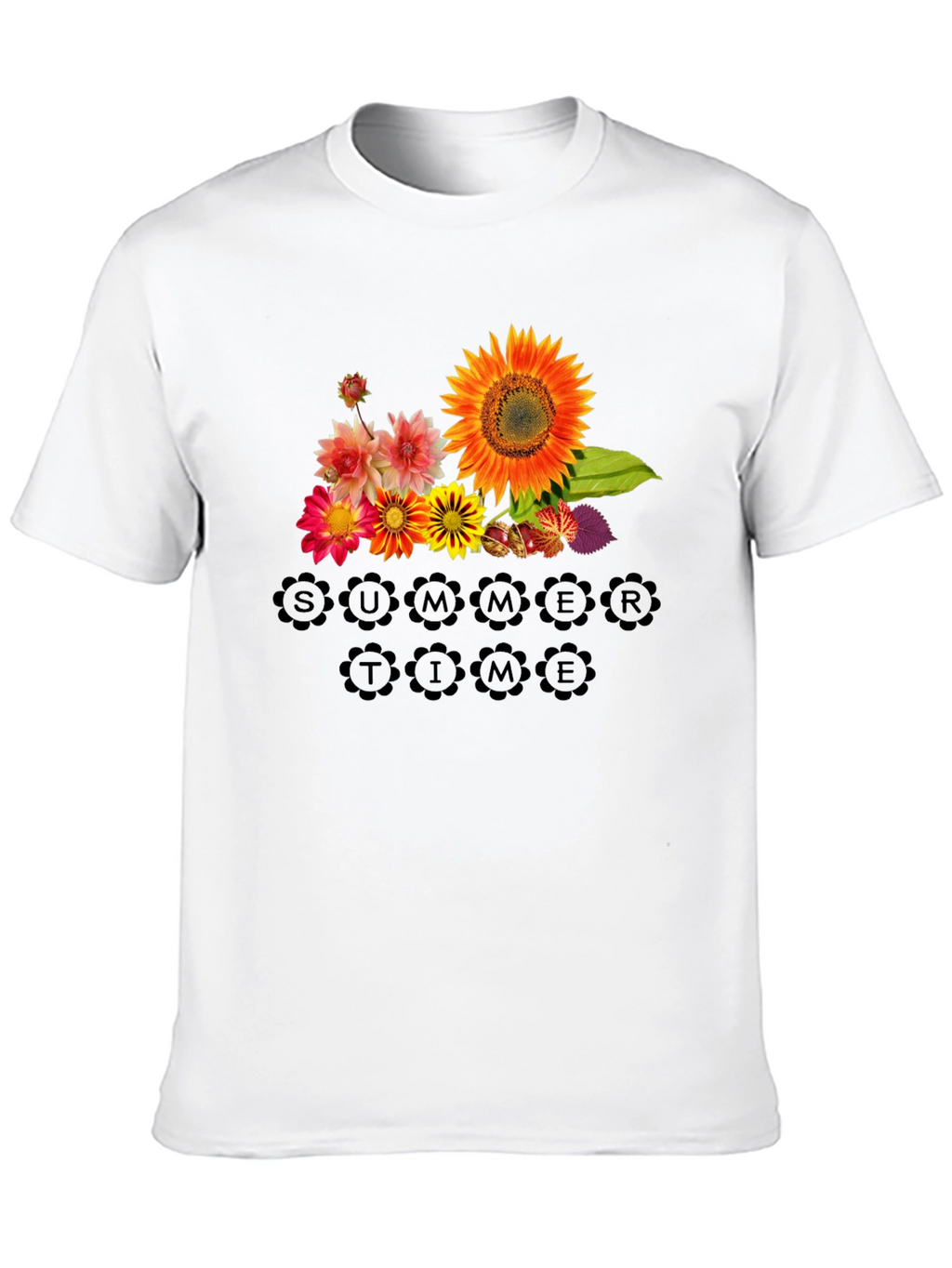 Floral Summertime Graphic Black T-Shirt