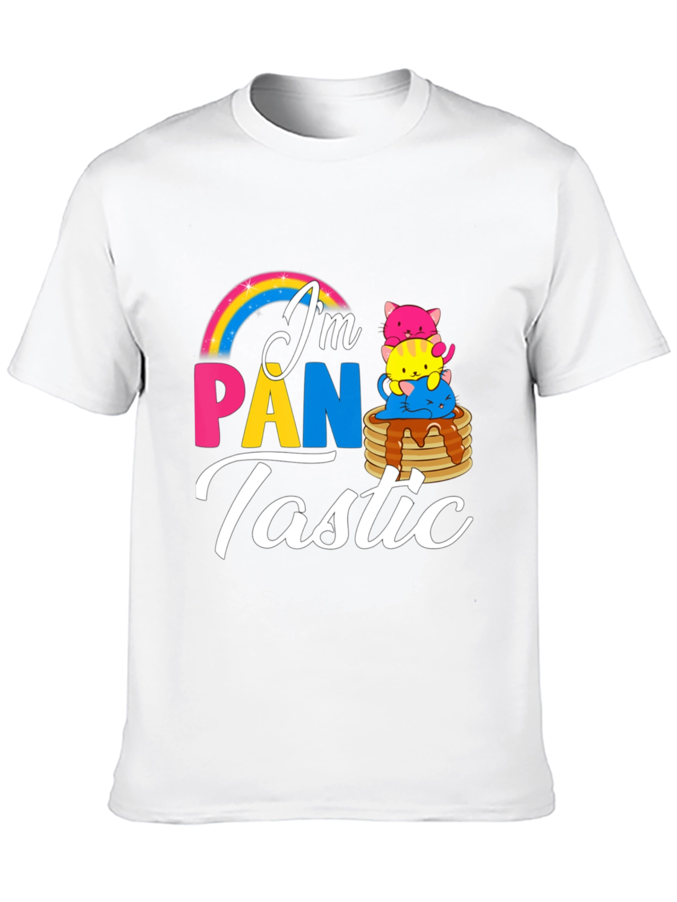 Pan-tastic Pride Tee: Rainbow & Kitten Stack!