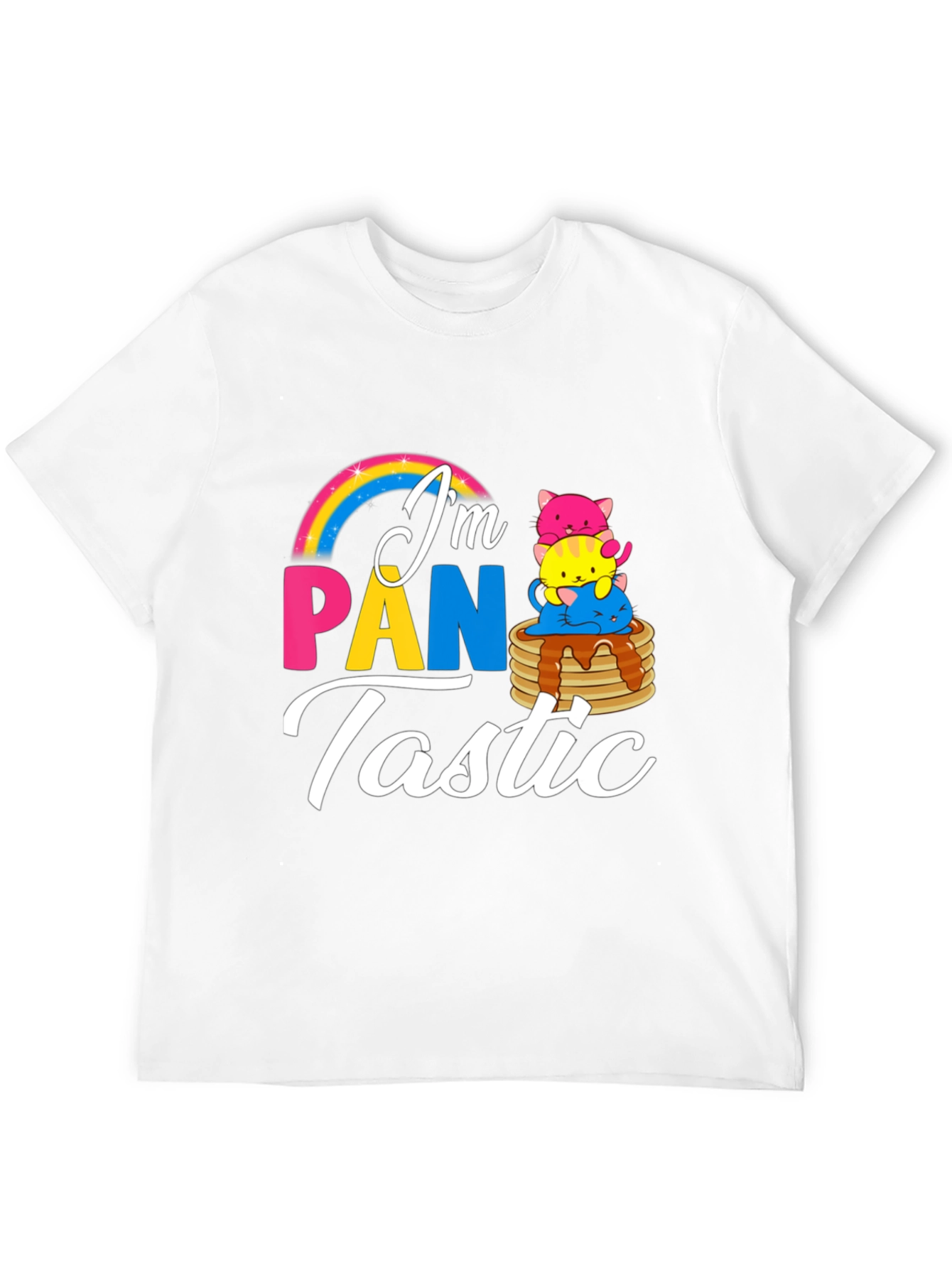 Pan-tastic Pride Tee: Rainbow & Kitten Stack!