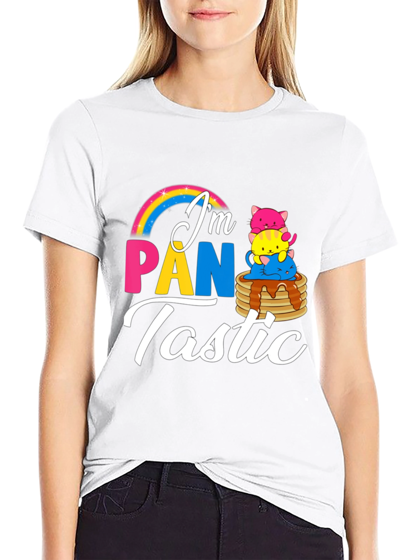Pan-tastic Pride Tee: Rainbow & Kitten Stack!