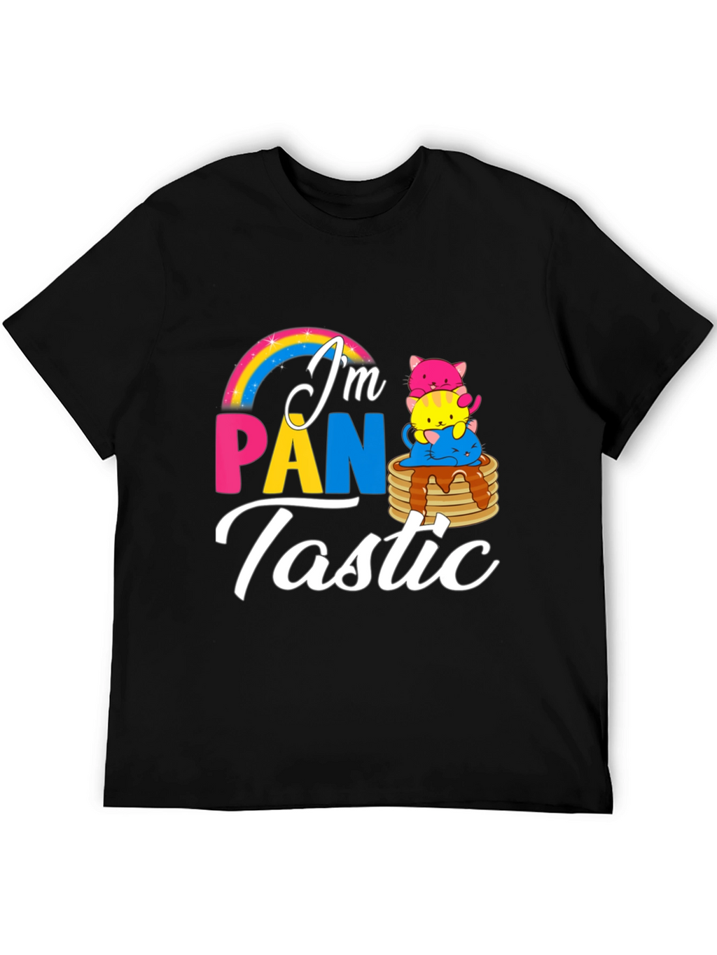 Pan-tastic Pride Tee: Rainbow & Kitten Stack!